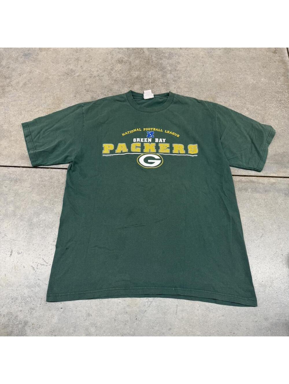 vintage green bay packers lee sport green shirt size xl HAS STAINS